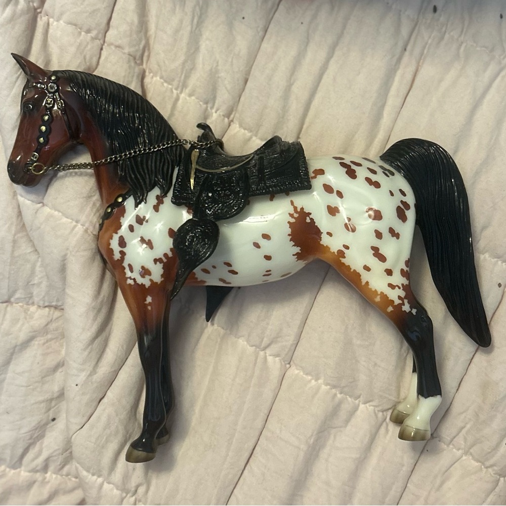 Breyer Brown and White Horse with Black Saddle